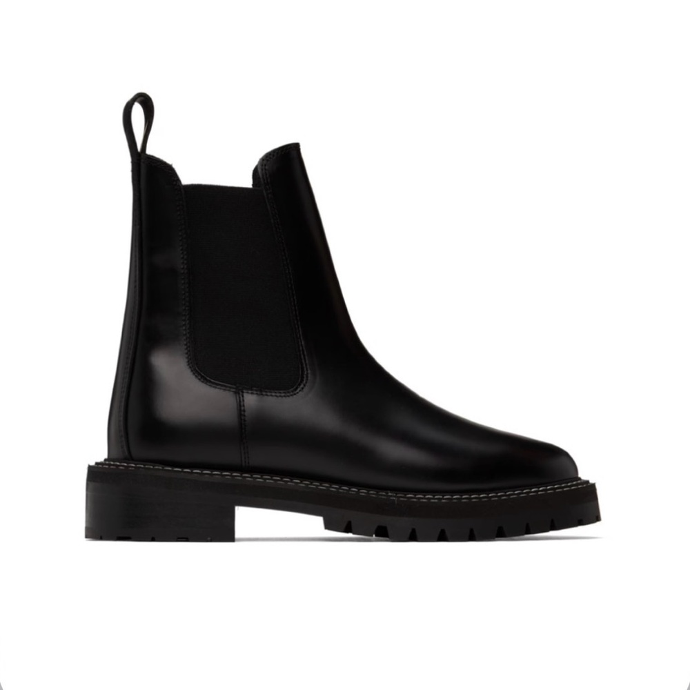 STAUD Black Leather Chelsea Boots